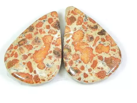 Natural Poppy Jasper Matched Pair Pear Cabochon Loose Gemstone 14X21X03 MM SK-153