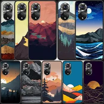 Natural poster landscape art painting Phone Case For Huawei P Smart 2021 Y5 Y6 Y7 Y9 Honor 50 20 Pro 10 10I 9 9X Y9S 8 8A 8X 8S Honor 9X(Finger)