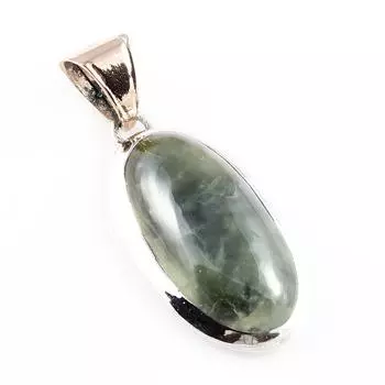 Natural Prehnite Gemstone 925 Sterling Silver Jewelry Two Tone Pendant 1.8 s2p18