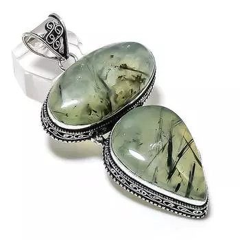 Natural Prehnite Gemstone 925 Sterling Silver Jewelry Pendant 2.96 D0C21