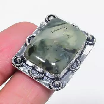 Natural Prehnite Gemstone Handmade 925 Sterling Silver Jewelry Ring Size 6 B6l68