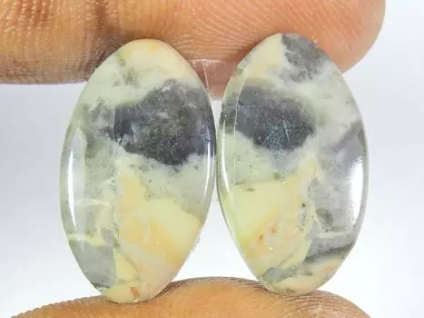 Natural Puff Jasper Matched Pair Pear Cabochon Loose Gemstone 12X21X04 MM SK-272