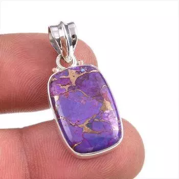 Natural Purple Copper Turquoise Gemstone 925 Solid Silver Gift Pendant 1.5 S3k12