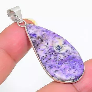 Natural Purple Dendritic Gemstone 925 Sterling Silver Jewelry Pendant 2.05 q6d43