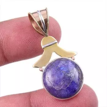 Natural Purple Moonstone Gemstone 925 Solid Silver Two Tone Pendant 1.50 N2Z08