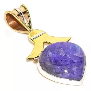 Natural Purple Moonstone Two Tone 925 Solid Sterling Silver Pendant 1.75 C6P46