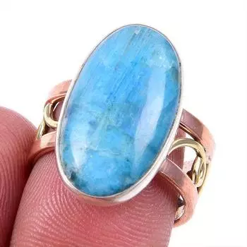 Natural Purple Rainbow Moonstone 925 Solid Silver TwoTone Gift Ring 7.5US o4g78
