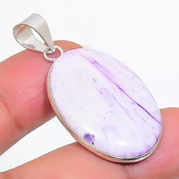 Подвеска из натурального фиолетового сколецита из стерлингового серебра 925 пробы 1,65 дюйма C0j67