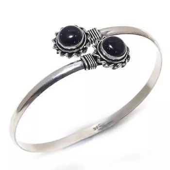 Браслет-манжета ручной работы с натуральным фиолетовым солнечным камнем, регулируемый E5T28