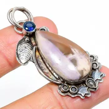 Natural Purpurite, Blue Topaz Gemstone 925 Sterling Silver Pendant 2.17 R9U63