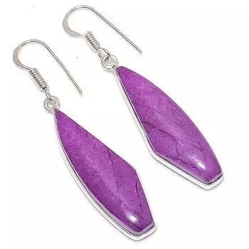 Natural Purpurite Gemstone 925 Sterling Silver Jewelry Earring 2.13 O2H86