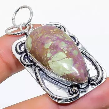 Natural Purpurite Gemstone 925 Sterling Silver Jewelry Pendant 2.09 S9I67