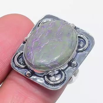 Natural Purpurite Gemstone Handmade 925 Sterling Silver Jewelry Ring Size 7 N1h47