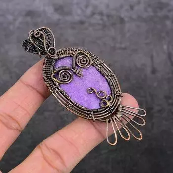 Natural Purpurite Gemstone Handmade Copper Wire Wrap Jewelry Pendant 3.35 L4l43