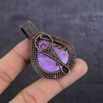 Natural Purpurite Gemstone Handmade Copper Wire Wrap Jewelry Pendant 2.29 V9Y16