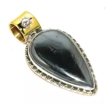 Natural Pyrite Agate TwoTone 925 Solid Sterling Silver Gift Pendant 1.50 C0o57
