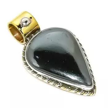 Natural Pyrite Agate TwoTone 925 Solid Sterling Silver Gift Pendant 1.50 W4G28