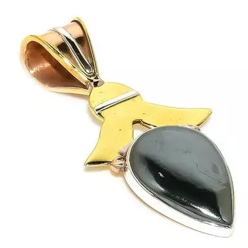 Natural Pyrite Agate TwoTone 925 Solid Sterling Silver Gift Pendant 1.50 U5H41