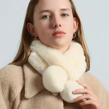 natural rabbit fur scarf women winter warm shawl
