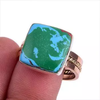 Natural Rainbow Calsilica Gemstone Two Tone 925 Sterling Silver Ring S.9.5 o1H97