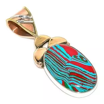 Natural Rainbow Calsilica Two Tone 925 Solid Sterling Silver Pendant 1.75 L5k88