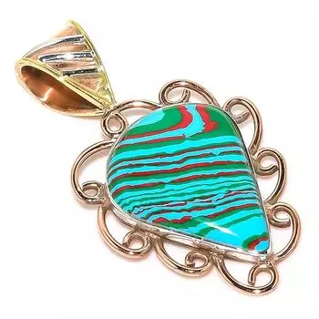 Natural Rainbow Calsilica Two Tone 925 Solid Sterling Silver Pendant 1.50 t5r71