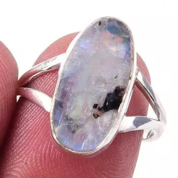 Natural Rainbow Moon Stone Gemstone Handmade 925 Sterling Silver Ring S.7 r1e23