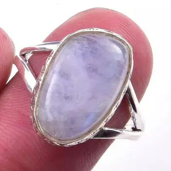 Natural Rainbow Moon Stone Gemstone Handmade 925 Sterling Silver Ring S.7 z1g54