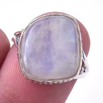 Natural Rainbow Moon Stone Gemstone Handmade 925 Sterling Silver Ring S.7 d8R10