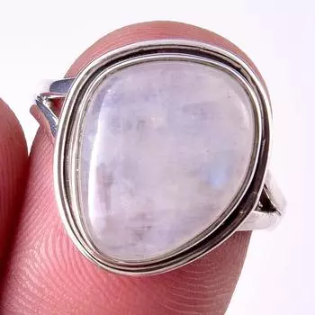 Natural Rainbow Moon Stone Gemstone Handmade 925 Sterling Silver Ring S.8 q5Q66