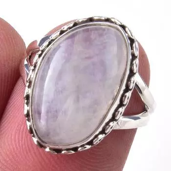Natural Rainbow Moon Stone Gemstone Handmade 925 Sterling Silver Ring S.6 G1v55