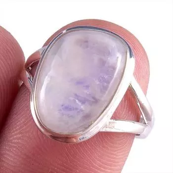 Natural Rainbow Moon Stone Gemstone Handmade 925 Sterling Silver Ring S.8 z9d82