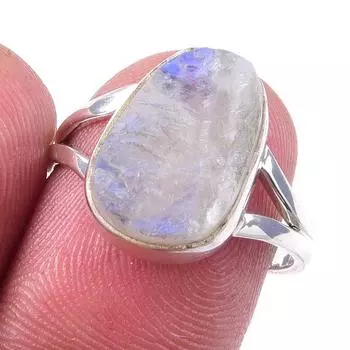 Natural Rainbow Moon Stone Gemstone Handmade 925 Sterling Silver Ring S.7 j0o23