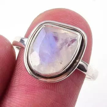 Natural Rainbow Moon Stone Gemstone Handmade 925 Sterling Silver Ring S.8 H9j25