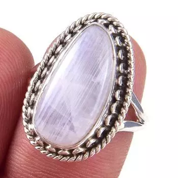 Natural Rainbow Moon Stone Gemstone Handmade 925 Sterling Silver Ring S.7 s4f85