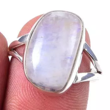 Natural Rainbow Moon Stone Gemstone Handmade 925 Sterling Silver Ring S.7 m5p22