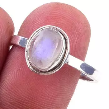 Natural Rainbow Moon Stone Gemstone Handmade 925 Sterling Silver Ring S.10 r5h62