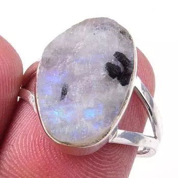 Natural Rainbow Moon Stone Gemstone Handmade 925 Sterling Silver Ring S.7 h9v15