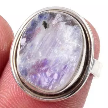 Natural Rainbow Moon Stone Gemstone Handmade 925 Sterling Silver Ring S.6 o7N22