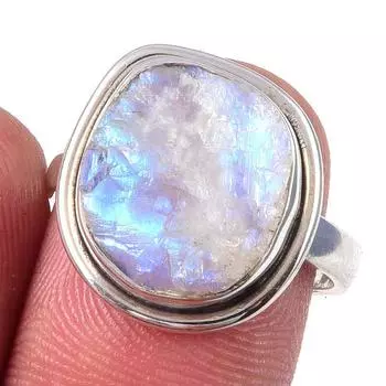 Natural Rainbow Moon Stone Gemstone Handmade 925 Sterling Silver Ring S.7 q4u11