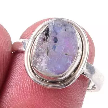 Natural Rainbow Moon Stone Gemstone Handmade 925 Sterling Silver Ring S.7 i7F65