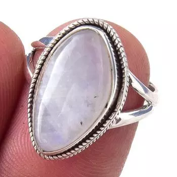 Natural Rainbow Moon Stone Gemstone Handmade 925 Sterling Silver Ring S.6 n3h33