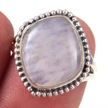 Natural Rainbow Moon Stone Gemstone Handmade 925 Sterling Silver Ring S.6 B0d75