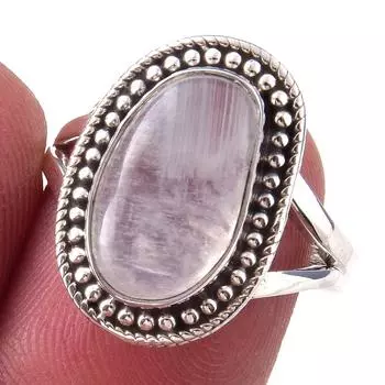 Natural Rainbow Moon Stone Gemstone Handmade 925 Sterling Silver Ring S.7 Z0E37