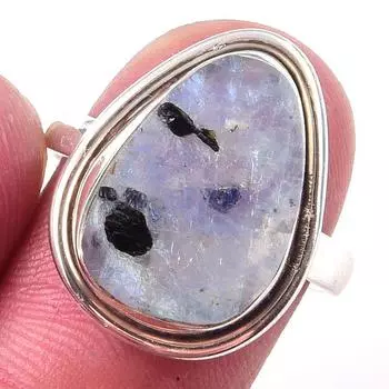 Natural Rainbow Moon Stone Gemstone Handmade 925 Sterling Silver Ring S.7 S3h24