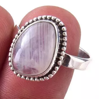 Natural Rainbow Moon Stone Gemstone Handmade 925 Sterling Silver Ring S.9 N0m49
