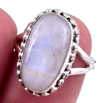 Natural Rainbow Moon Stone Gemstone Handmade 925 Sterling Silver Ring S.6 l3V31
