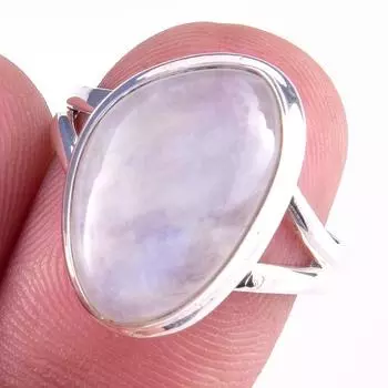Natural Rainbow Moon Stone Gemstone Handmade 925 Sterling Silver Ring S.8 b0h80