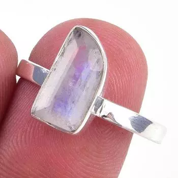 Natural Rainbow Moon Stone Gemstone Handmade 925 Sterling Silver Ring S.9 m3t58