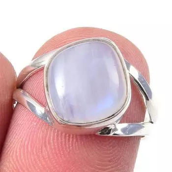 Natural Rainbow Moon Stone Gemstone Handmade 925 Sterling Silver Ring S.6 i9t71
